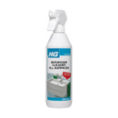 White spray bottle of HG Bathroom Cleaner for all surfaces, 500 ml, featuring a clear label and image of a modern bathroom sink.