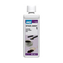 Bottle of HG Stain Away, a 50ml stain remover for coffee, red wine, and ink, featuring relevant illustrations on the label.