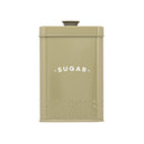 A front view of a moss green Artisan Street sugar canister on a white background