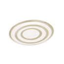 A view of a grey striped Mary Berry dinner plate on a white background