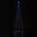 A multicoloured Christmas LED lights figure tree with a star at the top.