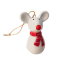 A white ceramic mouse hanging decoration on a white background