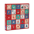 A square advent calendar with 24 numbered windows.
