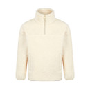 A front view of a fluffy cream Regatta quarter zip fleece on a white background