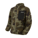 A side view of a camo full zip regatta fleece on a white background