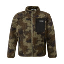 A front view of a camo full zip regatta fleece on a white background