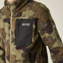 A close up front view of a camo full zip regatta fleece