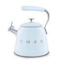 A pastel blue SMEG stovetop kettle