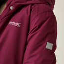 A close up front view of a dark pink Regatta childrens coat
