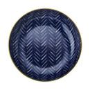 The inside of the bowl with a dark blue chevron design.