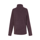 The back of a deep plum coloured fleece.