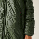 A close up view of the jacket's quilted pattern.