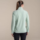 Back view of mint green Craghoppers fleece pullover showing simple straight hem and long sleeves.