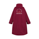 The back of a dark red Regatta changing robe.