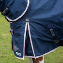 A close up view of the rugs shoulder pleat.