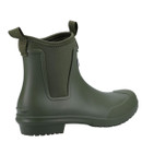 The short green wellington boot from behind with pull tabs.