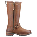 Side view of Cotswold Women’s Bourton Tall Boots in tan leather, with a side zip.