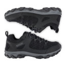 A side view of a black and granite Regatta edgepoint walking shoes on a white background