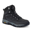 A side view of black blake Regatta walking boots on a white background