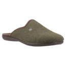 Cotswold Men's khaki mule slipper with textile upper, open back design, and black rubber sole.