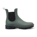 A side view of a deep green Regatta ankle wellington boots on a white background