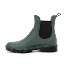 A side view of a deep green Regatta ankle wellington boots on a white background