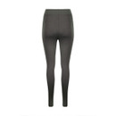 The back of a pair of dark green leggings.
