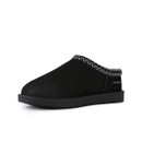 A side view of black regatta Risley mules on a white background A side view of black regatta Risley mules on a white background