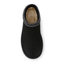 A top view of black regatta Risley mules on a white background A top view of black regatta Risley mules on a white background