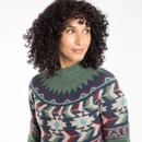 Weird Fish Women's Arelia Eco Ikat Knitted Jumper - Army Green