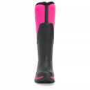 Muck Boots Women's Arctic Sport II Tall Wellington Boot in black and hot pink, showing high shaft, durable rubber lower, and treaded sole.
