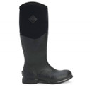 Side of Muck Boots Women's Colt Ryder All-Conditions Riding Boot in black, featuring a tall shaft, smooth rubber lower, and neoprene upper for flexibility.