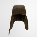 Trapper hat with thick, furry ear flaps and a rounded top, evoking warmth and comfort, set against a plain white background.