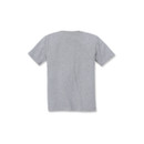 Rear view of a heather grey short-sleeved crew-neck T-shirt laid flat on a white background, showing plain back design with no graphics or branding