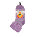 A pair of light purple socks in their packaging.