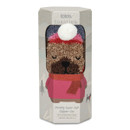Box of Totes Toasties novelty slipper socks featuring a brown bear face in a red scarf and pink coat, with a white pom-pom hat and slip-resistant tread.
