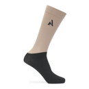 A side view of sand coloured Shires Aubrion performance socks on a white background
