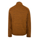 Back view of the Yonder II men’s fleece in Pumpkin Spice, featuring ergonomic seam placement and lightweight grid fleece material designed for thermal efficiency and active movement.