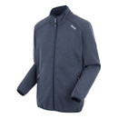 Three-quarter angled view of the Torrens fleece in Navy showing zip-through front, raised collar, and textured finish for stylish cold-weather comfort and trail-to-town performance. Three-quarter angled view of the Torrens fleece in Navy showing zip-through front, raised collar, and textured finish for stylish cold-weather comfort and trail-to-town performance.