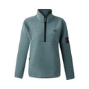 Flat lay front view of the Element Grey fleece showcasing its half-zip opening, long sleeves, and logo details on the chest and arm.