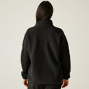 Back view of the fleece, showing the dropped shoulder seam and straight hem.