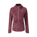 The front of the purple full zip fleece with a hood.