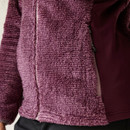 A close up view of the fleeces full zip design.