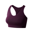 Three-quarter view of the fig sports bra on a plain background, highlighting soft shaping and stretch fabric.