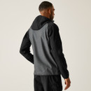Back view of male model wearing Regatta Arec III Ash Marl/Black softshell jacket, showing sporty, streamlined design and extended coverage hood.