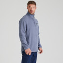 Side angle of men’s storm-grey Narvik fleece highlighting the soft brushed fabric and half-zip neckline.