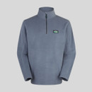 Product shot of the men’s storm-grey Narvik half-zip fleece with high collar and chest logo.