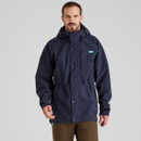 Navy Ridgeline Monsoon Classic men’s waterproof jacket shown front on, featuring a high collar, adjustable hood and storm flap.