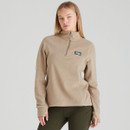 A front view of a woman wearing a beige Ridgeline Narvik fleece