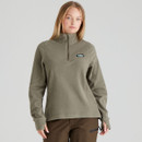A front view of a woman wearing a Ridgeline Narvik fleece